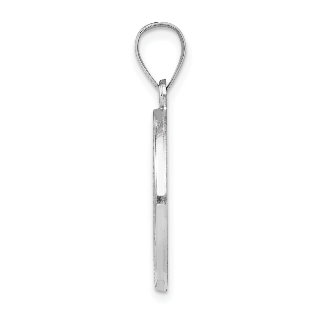 14k White Gold Polished/Satin St Christopher Medal Hollow Pendant-XR1301