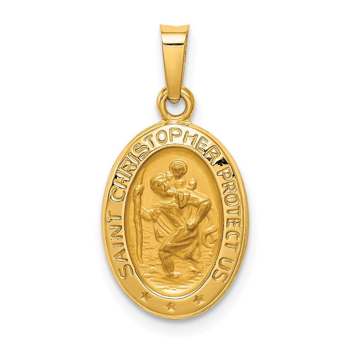 14k Polished and Satin St. Christopher Medal Hollow Pendant-XR1304