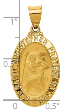 14k Polished and Satin St. Christopher Medal Hollow Pendant-XR1305