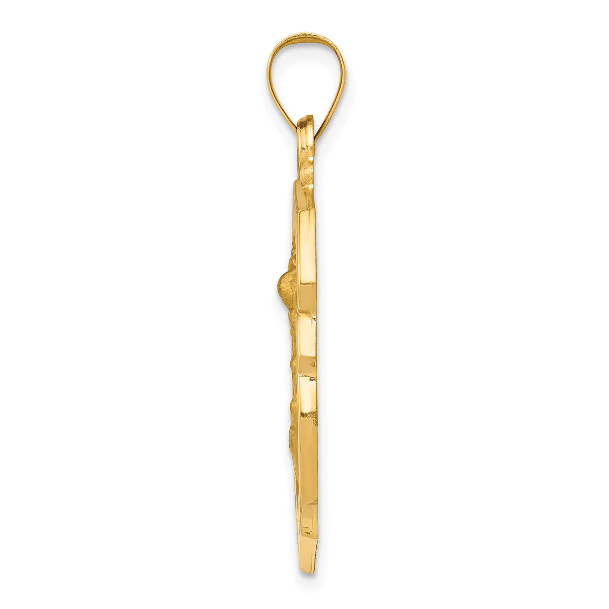 14k Polished and Satin St. Michael Badge Medal Hollow Pendant-XR1306