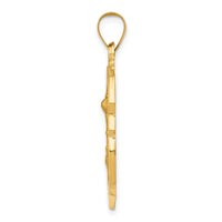 14k Polished and Satin St. Michael Badge Medal Hollow Pendant-XR1306