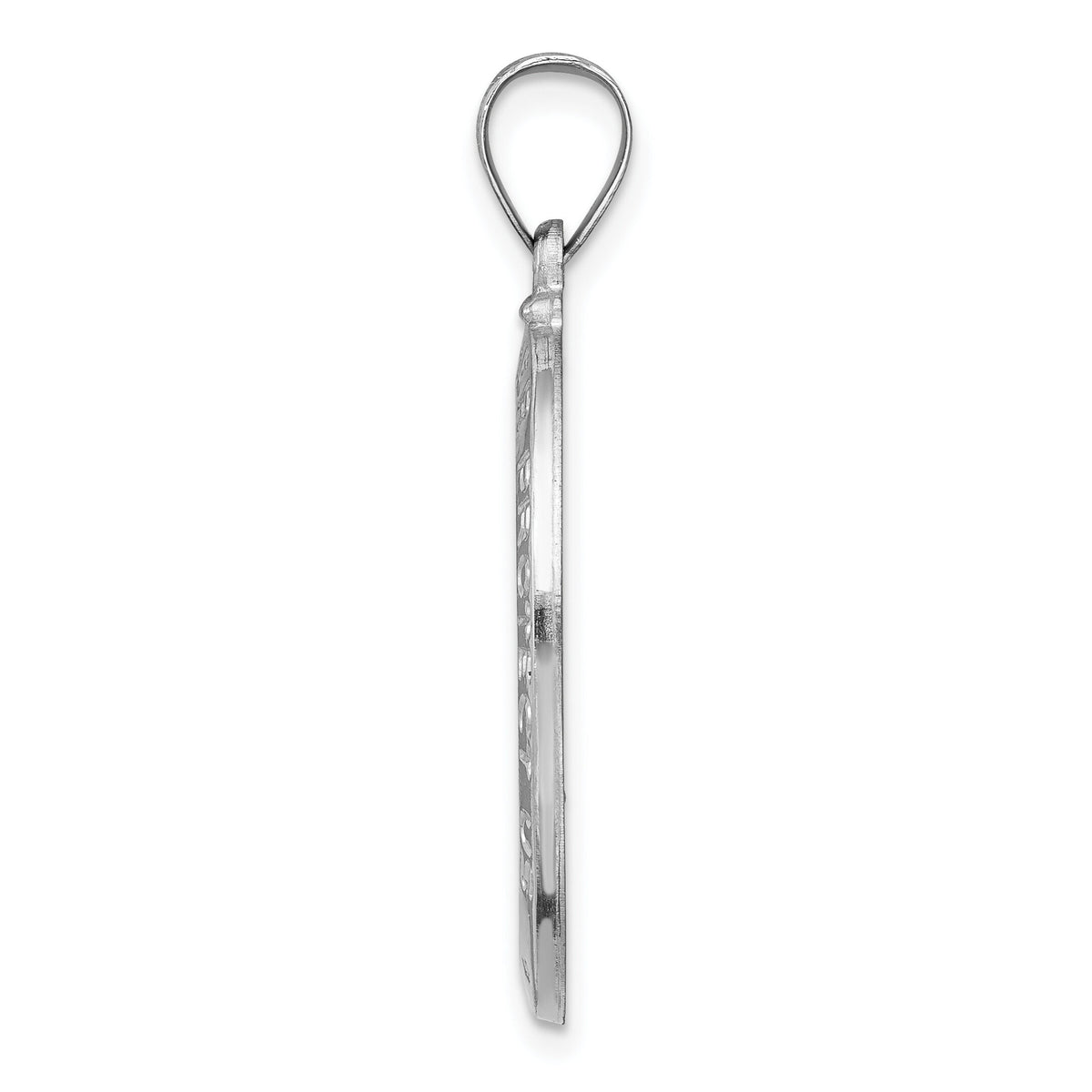 14k White Gold Polished/Satin St Christopher Medal Hollow Pendant-XR1309