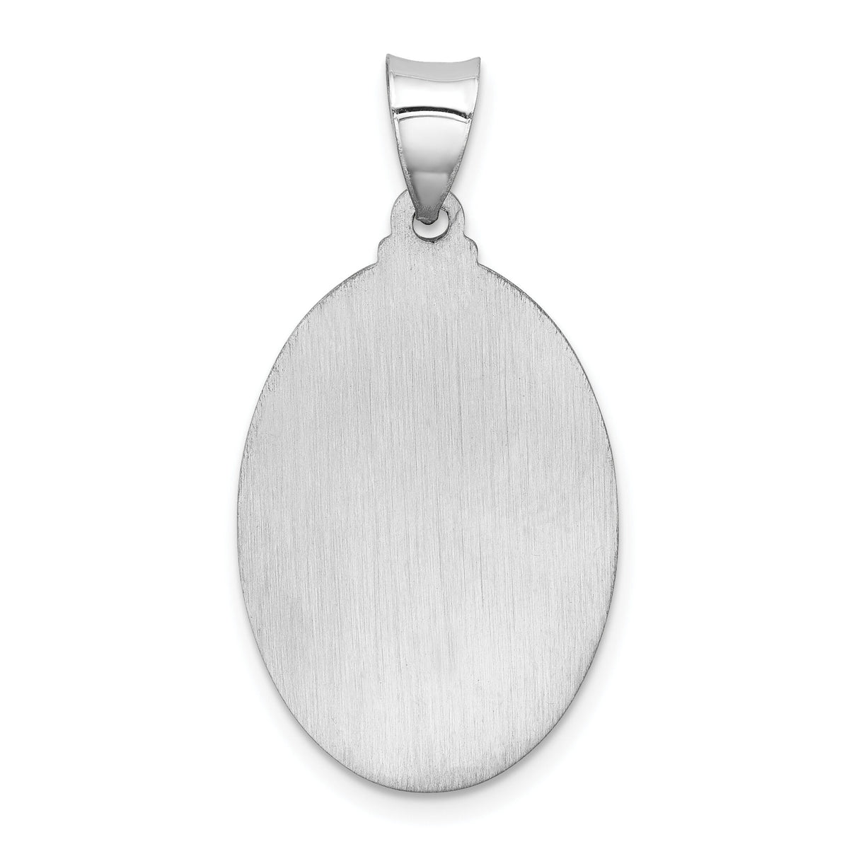 14k White Gold Polished/Satin St Christopher Medal Hollow Pendant-XR1309