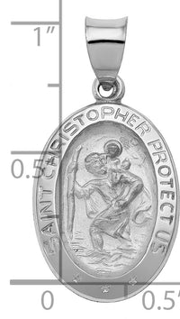 14k White Gold Polished/Satin St Christopher Medal Hollow Pendant-XR1311