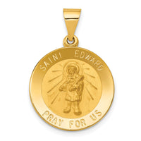 14k Polished and Satin St Edward Medal Hollow Pendant-XR1313