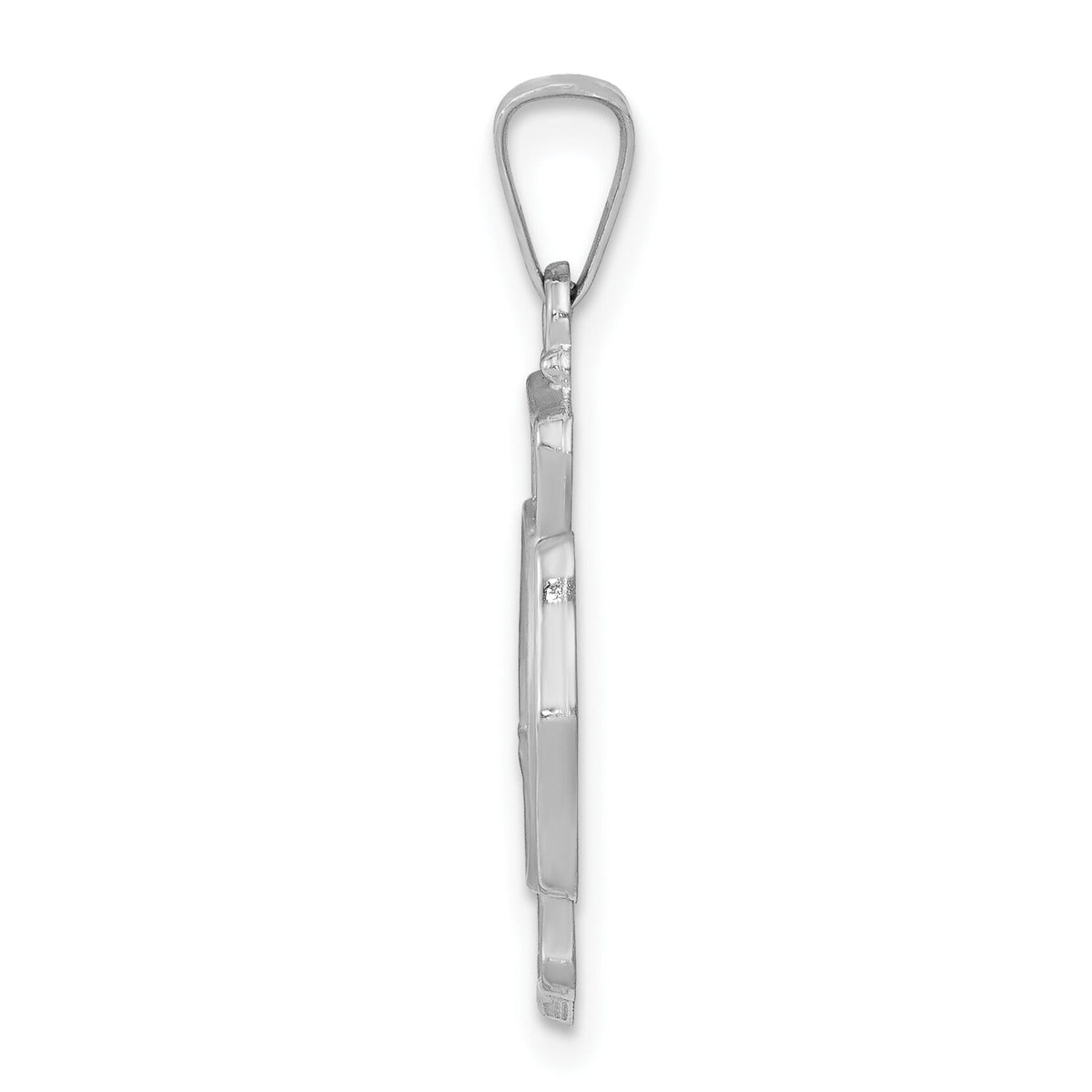 14k White Gold Polished and Satin St Florian Badge Pendant-XR1315