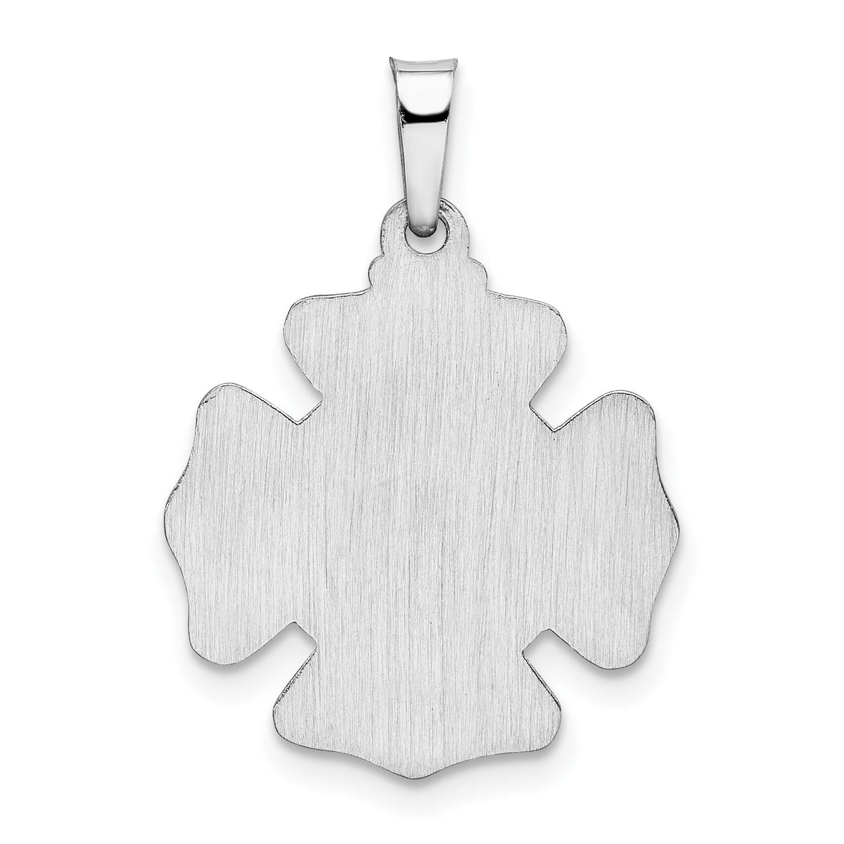 14k White Gold Polished and Satin St Florian Badge Pendant-XR1315