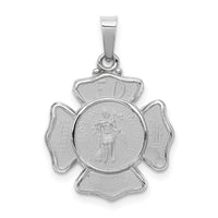 14k White Gold Polished and Satin St Florian Badge Pendant-XR1315