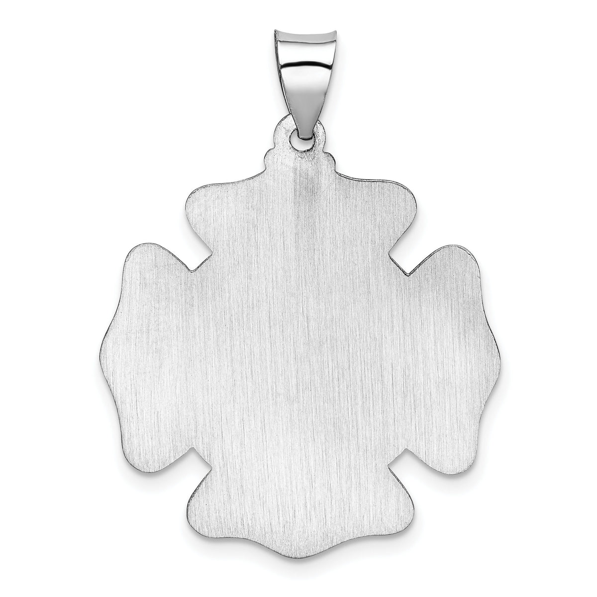 14k White Gold Polish/Satin St Florian Badge Medal Hollow Pendant-XR1316