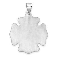 14k White Gold Polish/Satin St Florian Badge Medal Hollow Pendant-XR1316