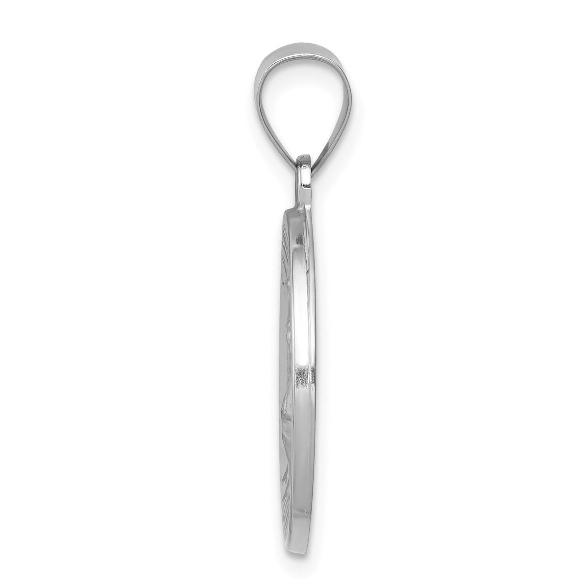14k White Gold Polished and Satin St Florian Medal Hollow Pendant-XR1318