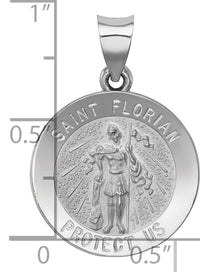 14k White Gold Polished and Satin St Florian Medal Hollow Pendant-XR1318