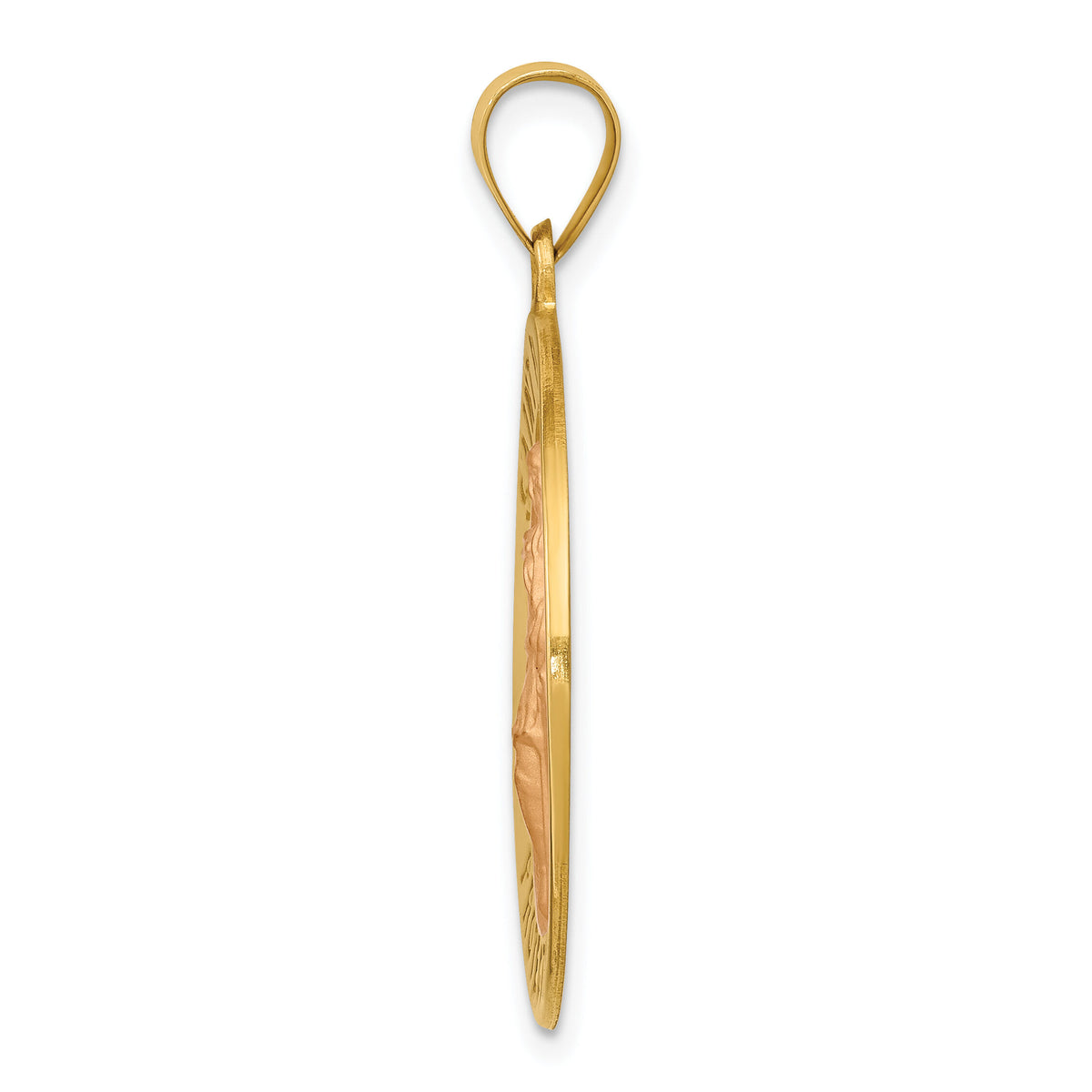 14k Polished and Satin St Florian Medal Hollow Pendant-XR1320