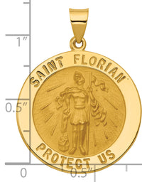 14k Polished and Satin St Florian Medal Hollow Pendant-XR1320