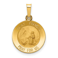 14k Polished and Satin St Francis Medal Hollow Pendant-XR1321