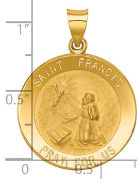 14k Polished and Satin St Francis Medal Hollow Pendant-XR1323