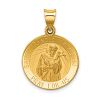 14k Polished and Satin St Francis of Assisi Medal Hollow Pendant-XR1326