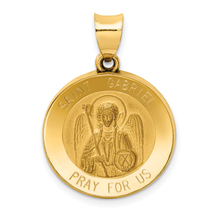 14k Polished and Satin St Gabriel Medal Hollow Pendant-XR1327