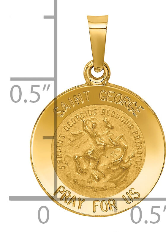 14k Polished and Satin St George Medal Hollow Pendant-XR1328