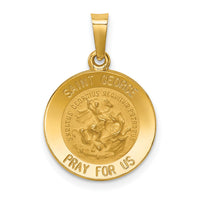 14k Polished and Satin St George Medal Hollow Pendant-XR1328