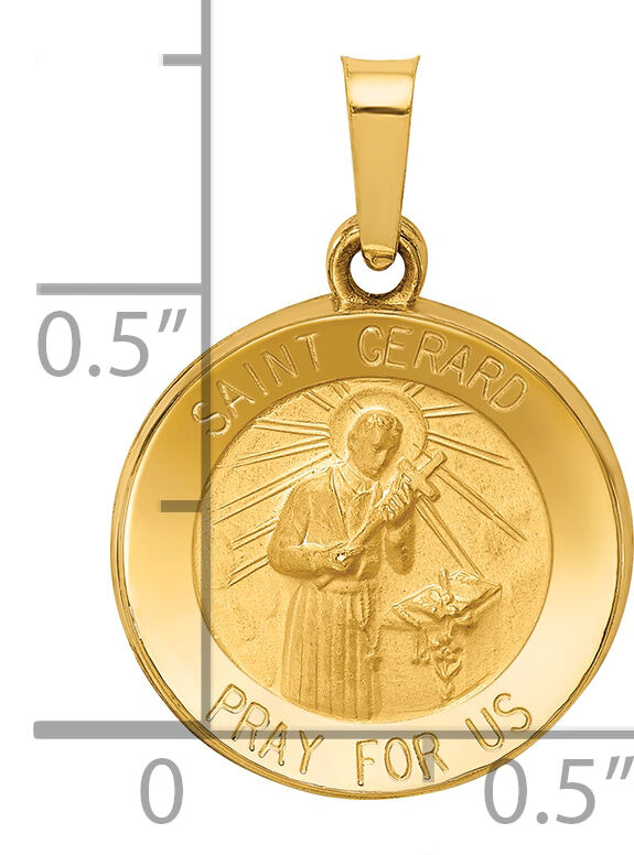 14k Polished and Satin St Gerard Medal Hollow Pendant-XR1330