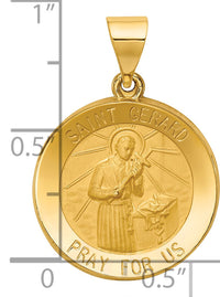 14k Polished and Satin St Gerard Medal Hollow Pendant-XR1331