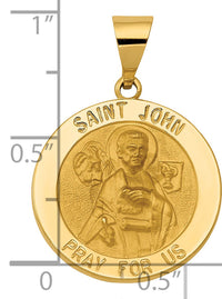 14k Polished and Satin St John Medal Hollow Pendant-XR1333