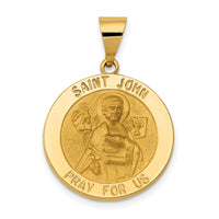 14k Polished and Satin St John Medal Hollow Pendant-XR1333