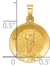 14k Polished and Satin St John Baptist Medal Hollow Pendant-XR1334