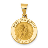 14k Polished and Satin St John Baptist Medal Hollow Pendant-XR1335
