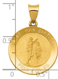 14k Polished and Satin St John Baptist Medal Hollow Pendant-XR1336