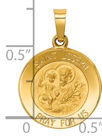 14k Polished and Satin St Joseph Medal Hollow Pendant-XR1338