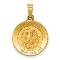 14k Polished and Satin St Joseph Medal Hollow Pendant-XR1338