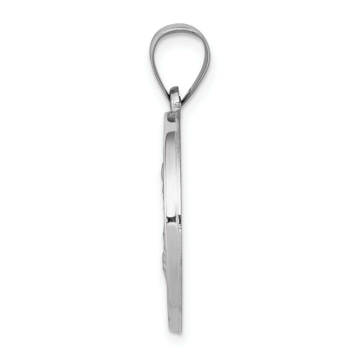 14k White Gold Polished and Satin St Joseph Medal Hollow Pendant-XR1340