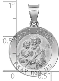 14k White Gold Polished and Satin St Joseph Medal Hollow Pendant-XR1340