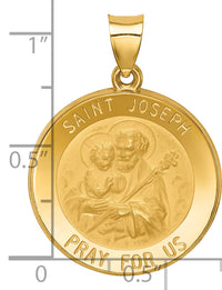 14k Polished and Satin St Joseph Medal Hollow Pendant-XR1341