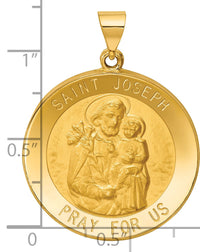 14k Polished and Satin St Joseph Medal Hollow Pendant-XR1342