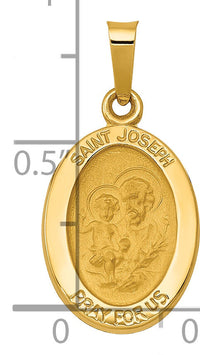 14k Polished and Satin St Joseph Medal Hollow Pendant-XR1343