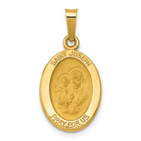 14k Polished and Satin St Joseph Medal Hollow Pendant-XR1343