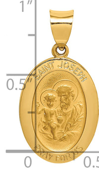 14k Polished and Satin St Joseph Medal Hollow Pendant-XR1344