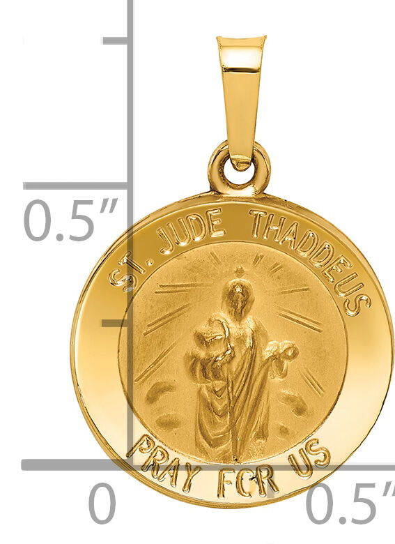 14k Polished and Satin St Jude Thaddeus Medal Hollow Pendant-XR1345