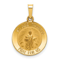 14k Polished and Satin St Jude Thaddeus Medal Hollow Pendant-XR1345