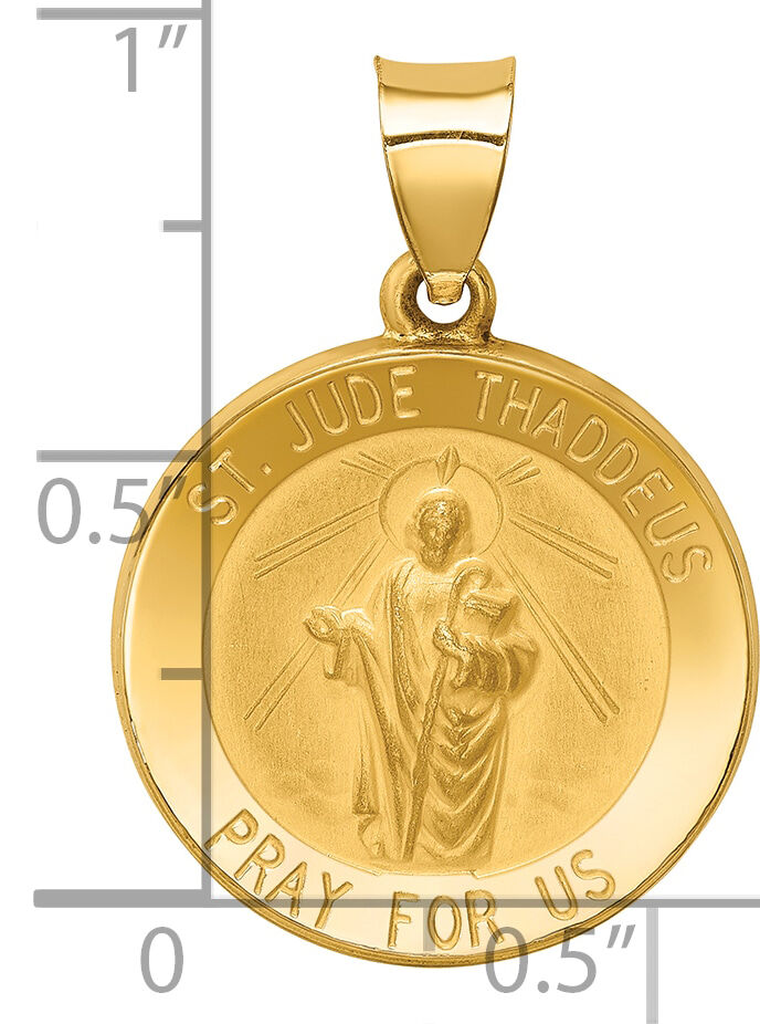 14k Polished and Satin St Jude Thaddeus Medal Hollow Pendant-XR1346