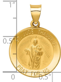 14k Polished and Satin St Jude Thaddeus Medal Hollow Pendant-XR1346