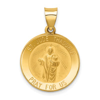 14k Polished and Satin St Jude Thaddeus Medal Hollow Pendant-XR1346