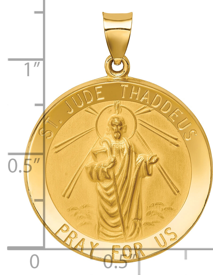 14k Polished and Satin St Jude Thaddeus Medal Hollow Pendant-XR1348
