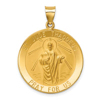 14k Polished and Satin St Jude Thaddeus Medal Hollow Pendant-XR1348