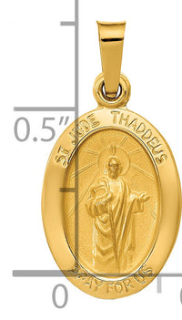 14k Polished and Satin St Jude Thaddeus Medal Hollow Pendant-XR1349