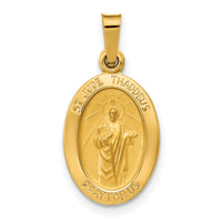 14k Polished and Satin St Jude Thaddeus Medal Hollow Pendant-XR1349