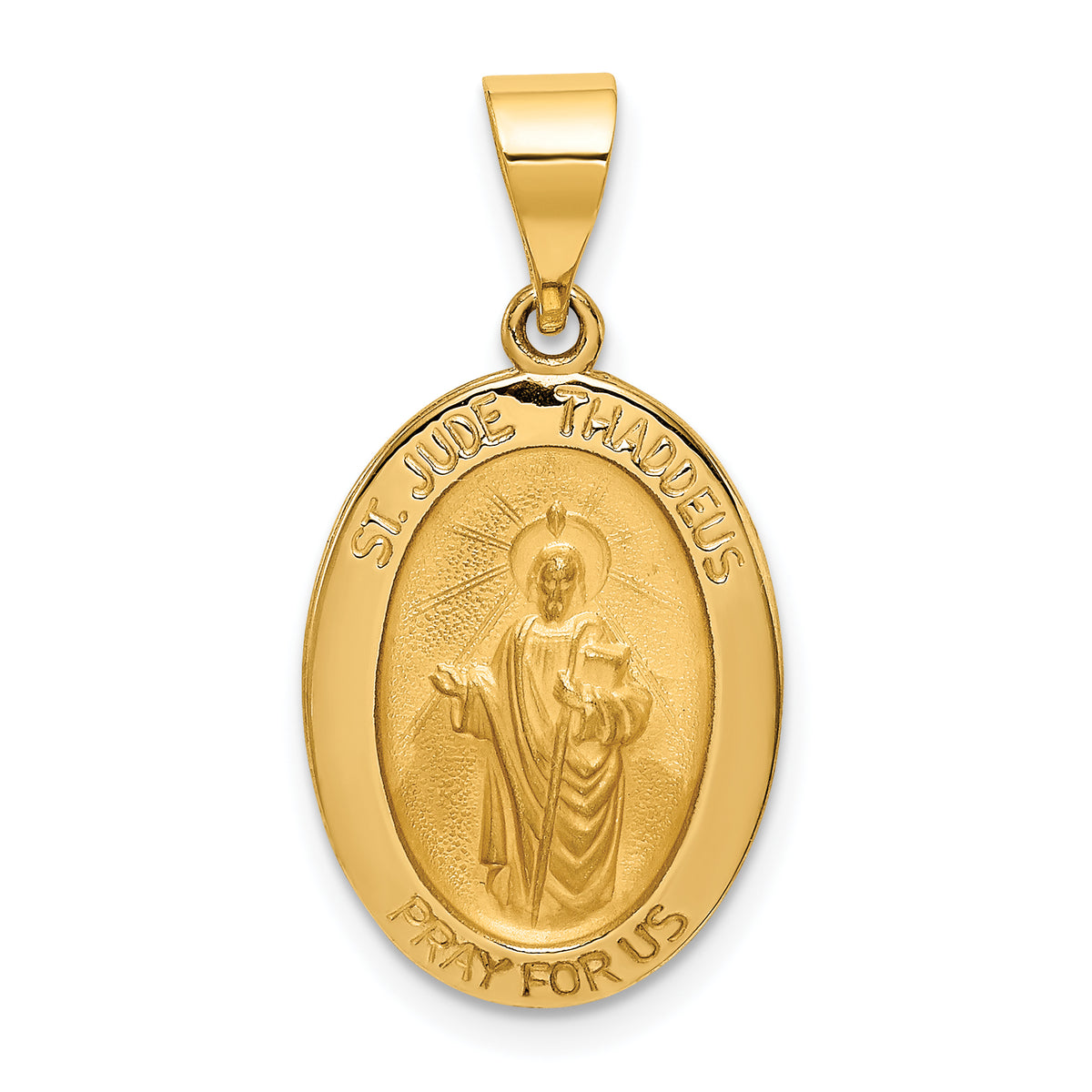14k Polished and Satin St Jude Thaddeus Medal Hollow Pendant-XR1350
